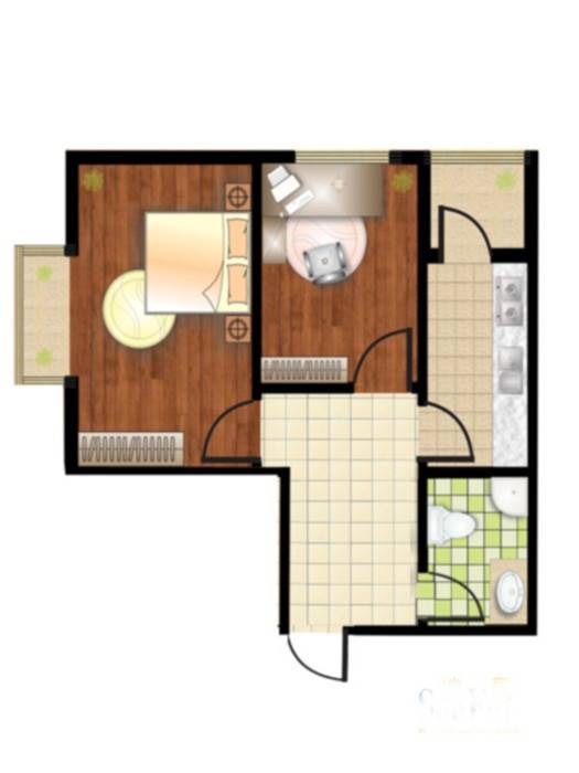 诚和家园2室1厅1卫户型图