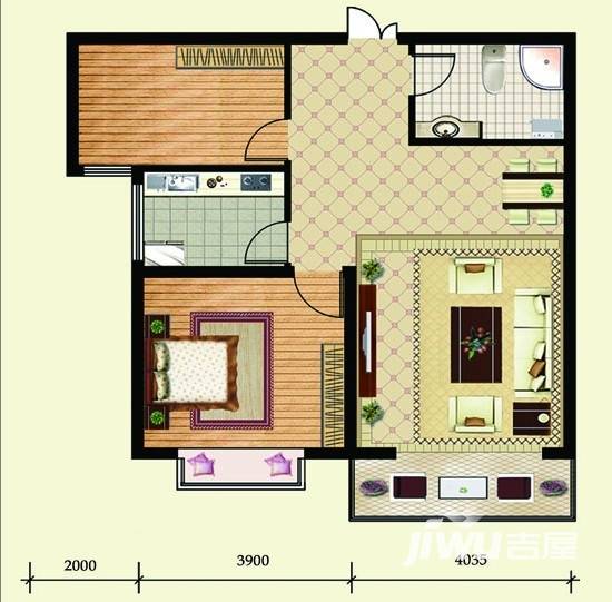 金峰帝景普通住宅90.8㎡户型图