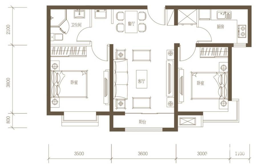 香悦澜溪普通住宅89.3㎡户型图