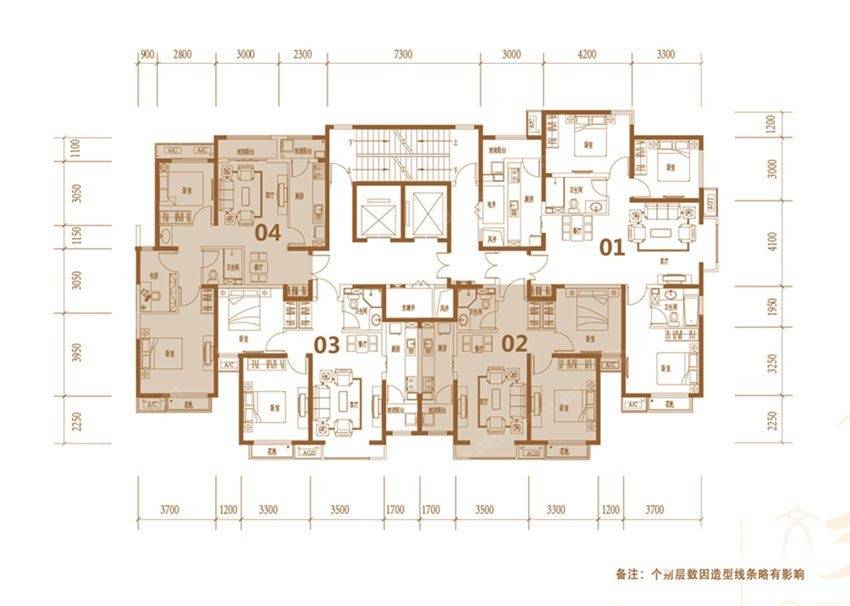 太原富力城3室2厅2卫121㎡户型图