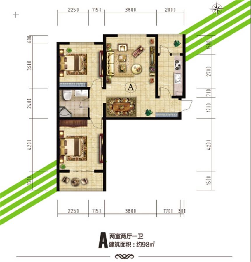 鼎泰悦郡普通住宅98㎡户型图