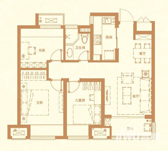 万科城普通住宅88㎡户型图