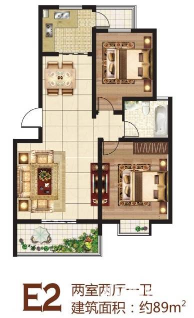 御林华府普通住宅89㎡户型图