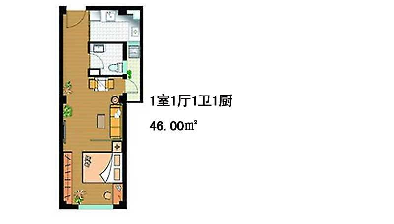 万锦城1室1厅1卫户型图