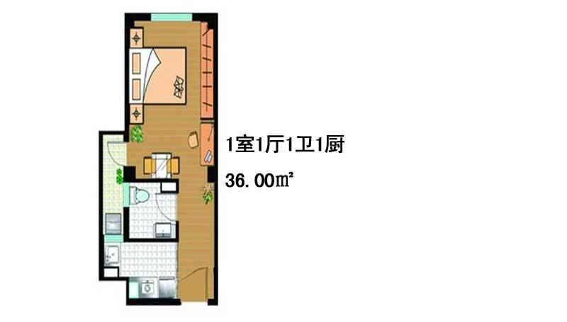 万锦城1室1厅1卫户型图