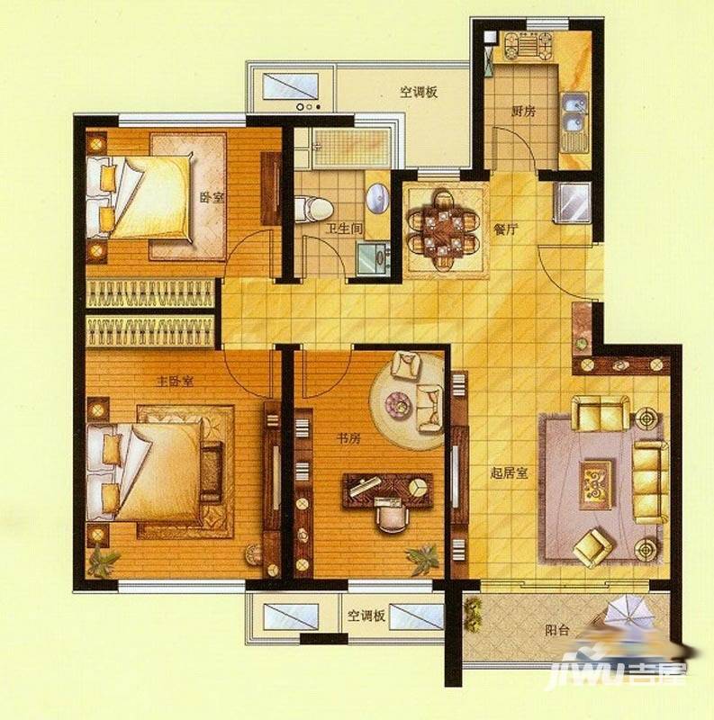 汉源国际华城普通住宅88㎡户型图