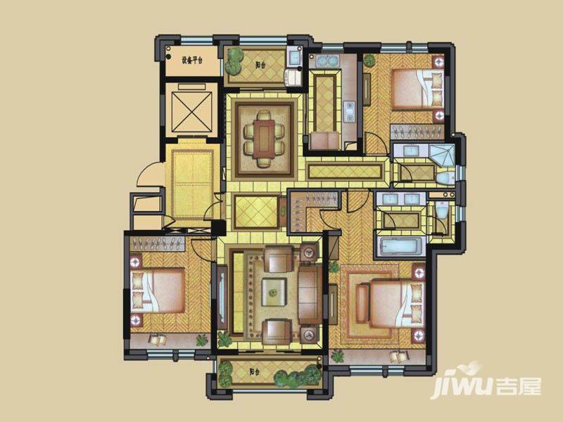 银亿钰鼎园3室1厅2卫140㎡户型图