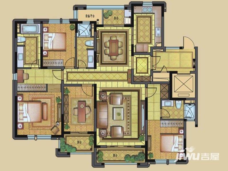 银亿钰鼎园3室1厅3卫180㎡户型图