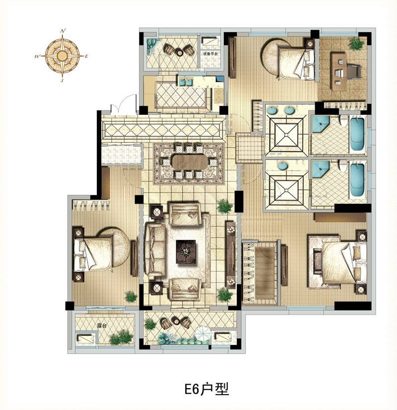 花样年花郡3室2厅2卫173.8㎡户型图