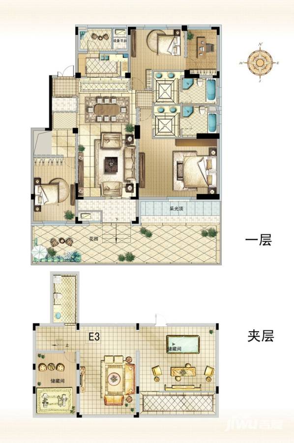 花样年花郡3室2厅1卫185.7㎡户型图