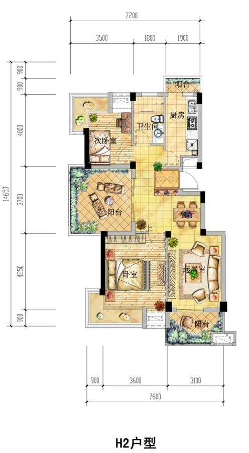 维科水岸枫情普通住宅86㎡户型图