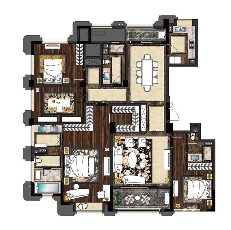 御庭壹号4室2厅3卫202㎡户型图