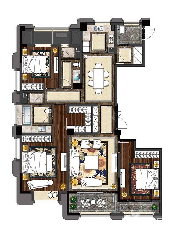 御庭壹号4室2厅2卫165㎡户型图