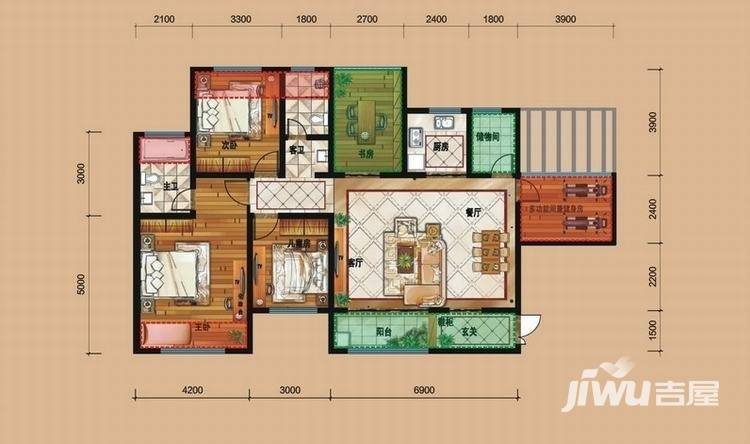 香榭兰廷4室2厅2卫142.1㎡户型图