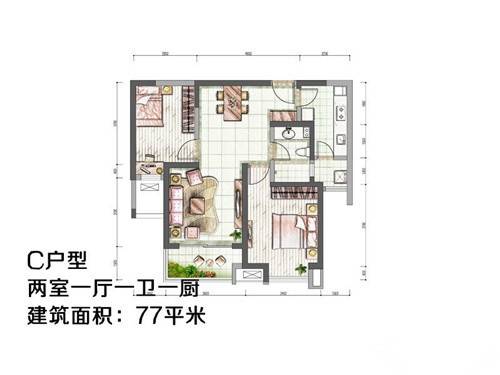 中海城普通住宅77㎡户型图