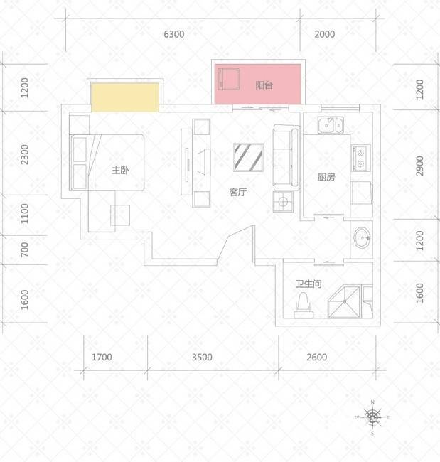 佳诚长安集普通住宅51㎡户型图