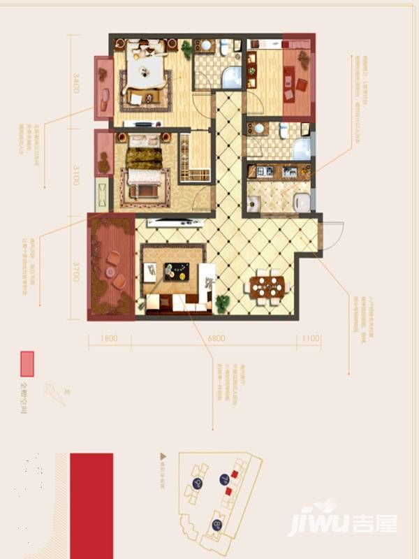 太奥广场普通住宅100㎡户型图