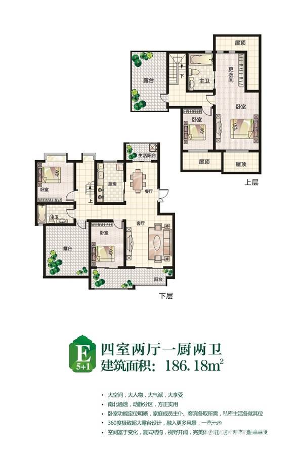 荣华水岸新城4室2厅2卫186.2㎡户型图