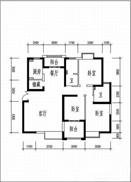 曲江观山悦3室2厅2卫138.7㎡户型图