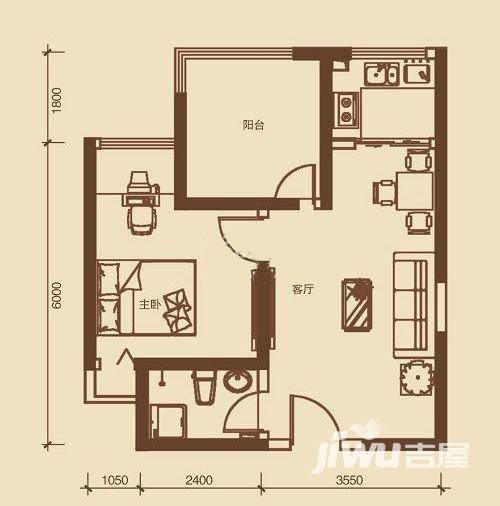 江林公园里普通住宅42㎡户型图