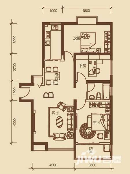 江林公园里普通住宅78㎡户型图