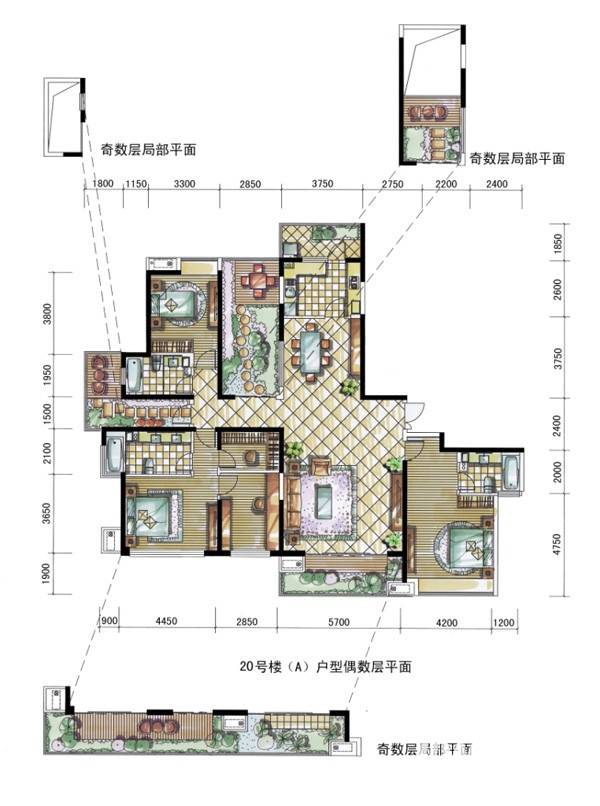 金地湖城大境同禧3室2厅3卫户型图