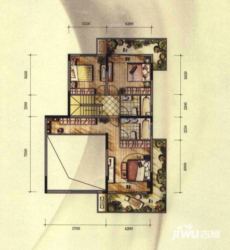 金地湖城大境同禧3室2厅2卫234.5㎡户型图