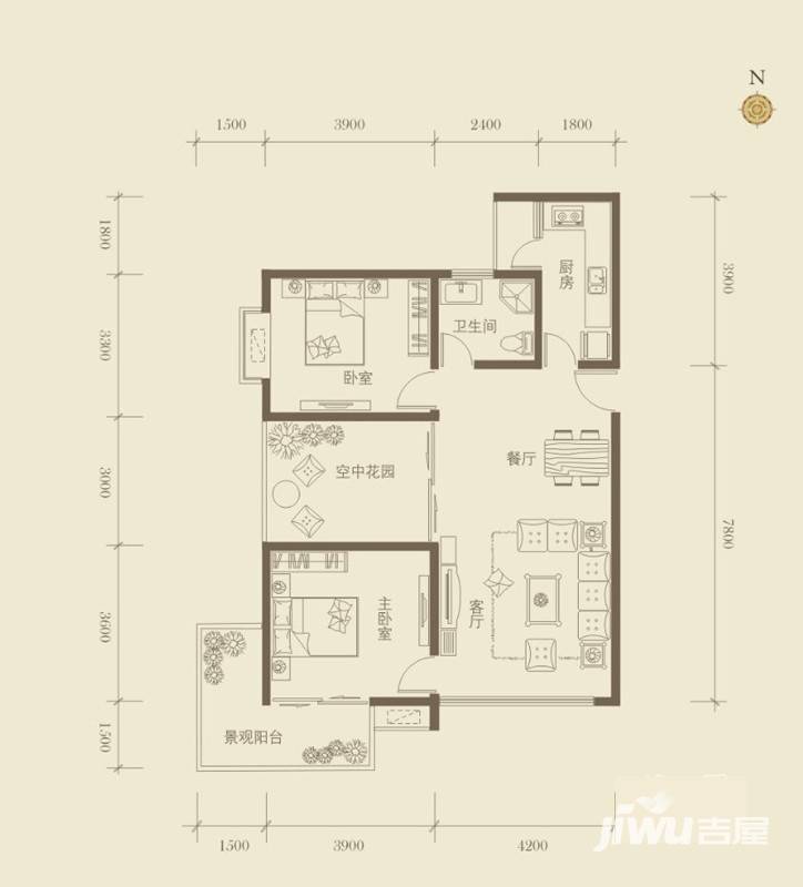 曲江诸子阶普通住宅98㎡户型图