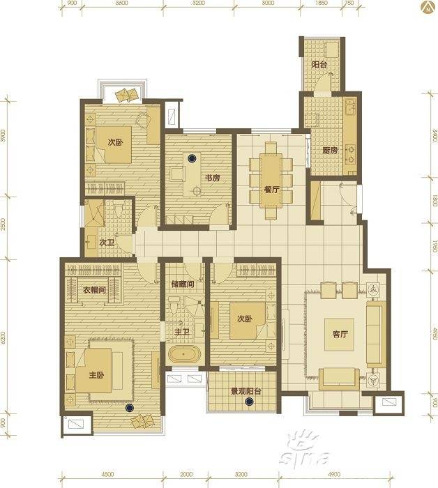 普華淺水灣普華淺水灣戶型圖 四室兩廳兩衛 160㎡