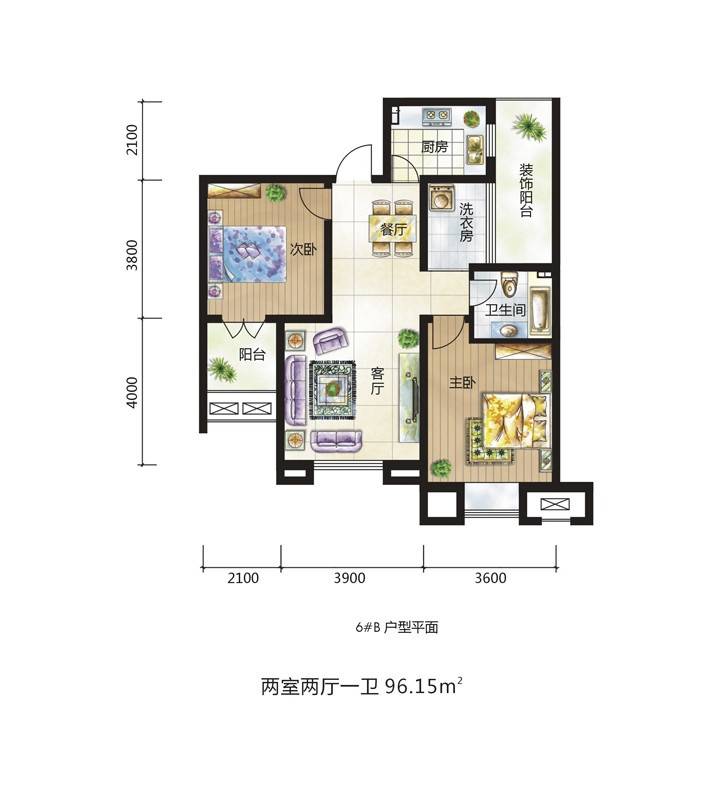 大华曲江公园世家2室2厅1卫户型图