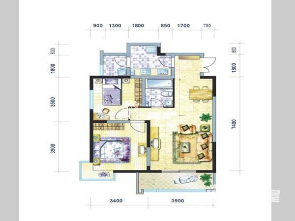 浐灞半岛太华金堤普通住宅82㎡户型图