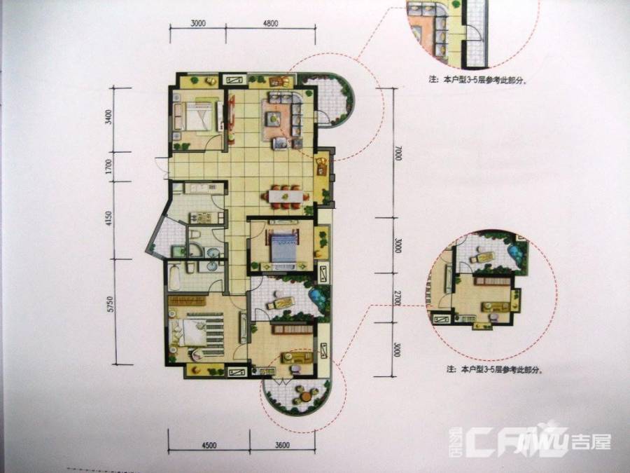 浐灞半岛太华金堤4室2厅2卫144㎡户型图