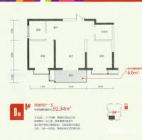 裕昌太阳城2室2厅1卫91.3㎡户型图