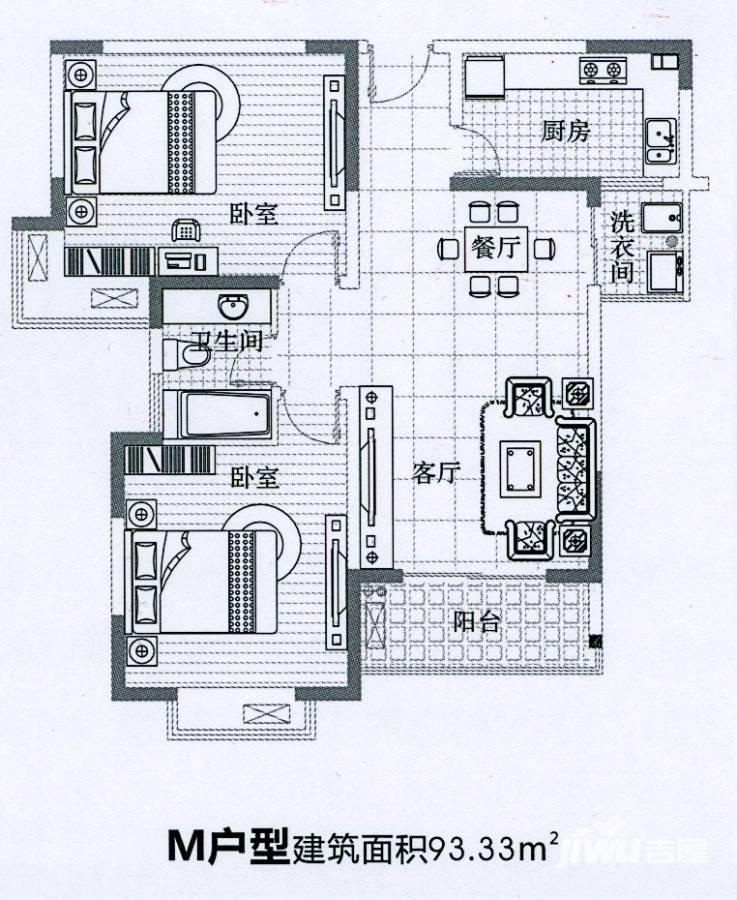 锦园君逸普通住宅93.3㎡户型图