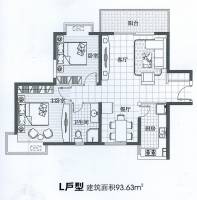 锦园君逸2室2厅1卫93.6㎡户型图