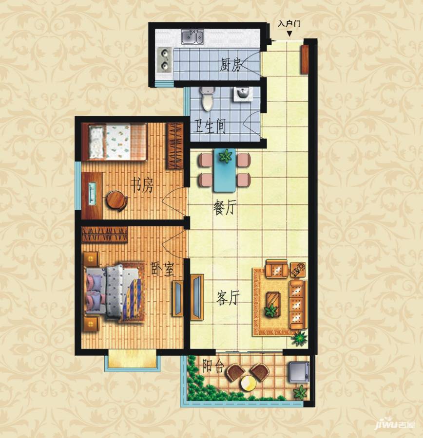 白鹿花园普通住宅88.8㎡户型图