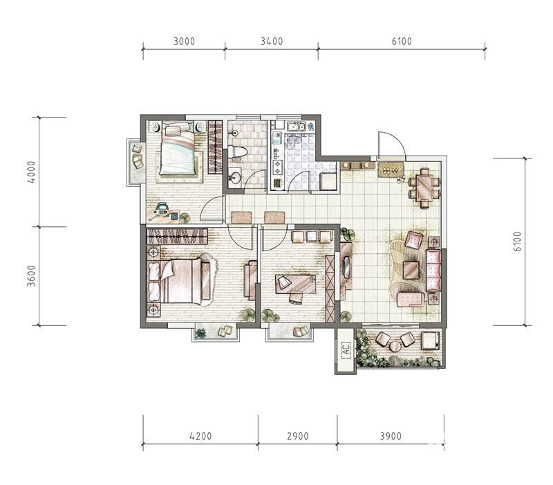 大唐新干线普通住宅96㎡户型图