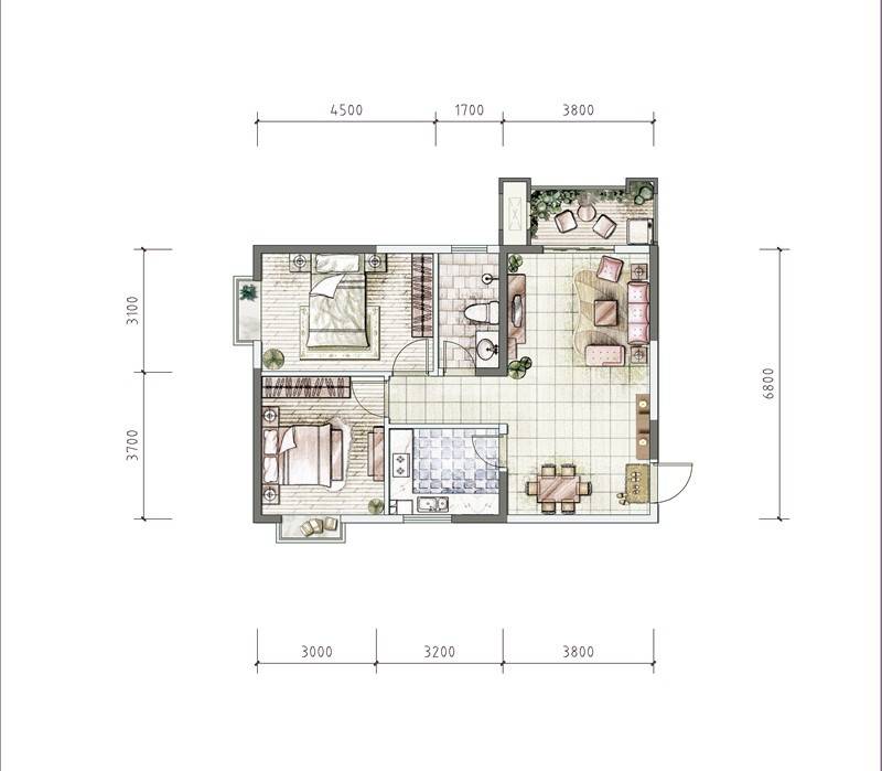 大唐新干线普通住宅85㎡户型图