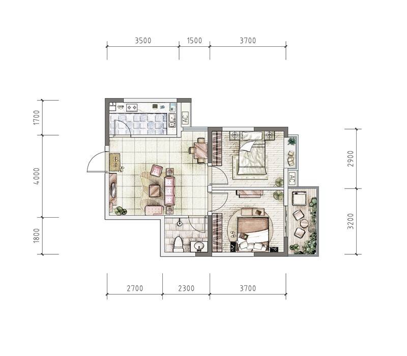 大唐新干线普通住宅74㎡户型图