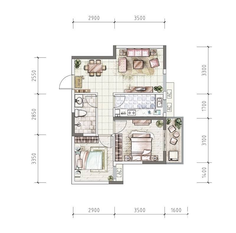 大唐新干线普通住宅70㎡户型图