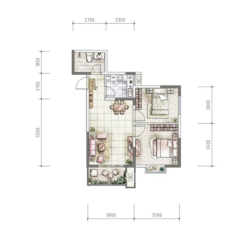 大唐新干线普通住宅67㎡户型图