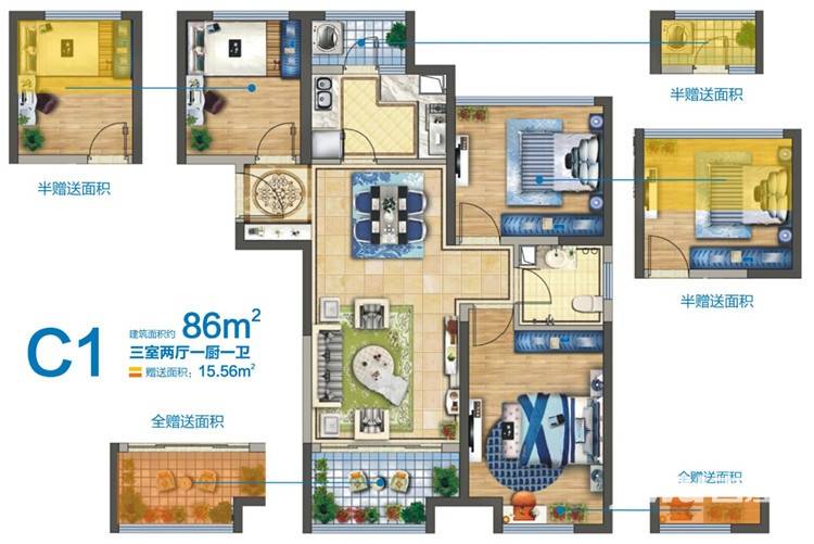 西恩DADA普通住宅86㎡户型图