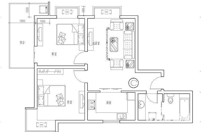 龙首领域普通住宅85㎡户型图