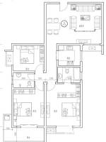 龙首领域3室2厅2卫122㎡户型图