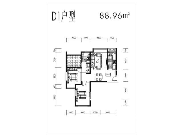 浩华香颂国际城普通住宅89㎡户型图