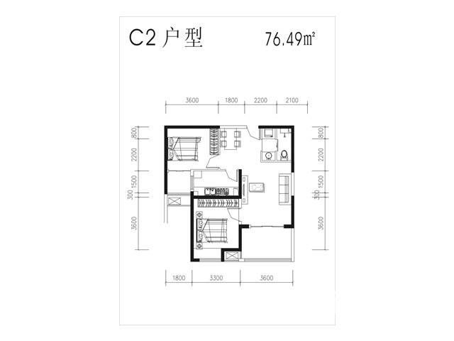 浩华香颂国际城普通住宅76.5㎡户型图