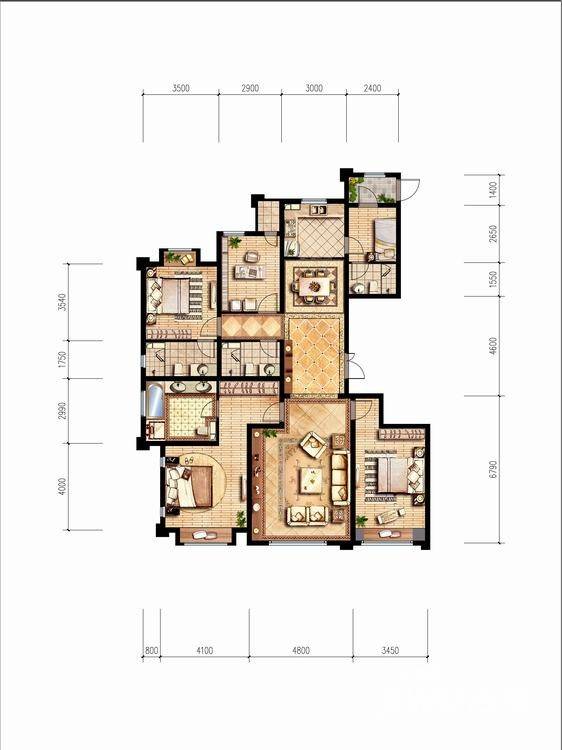 阳光100阿尔勒5室2厅4卫199㎡户型图