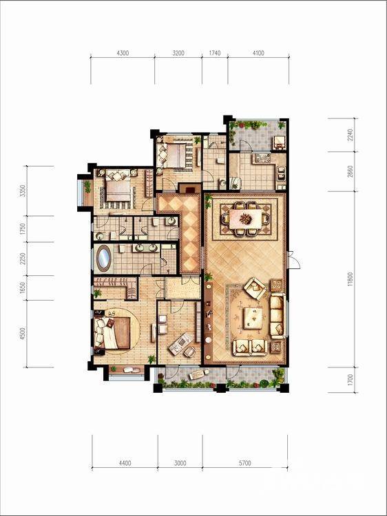 阳光100阿尔勒4室2厅4卫238㎡户型图