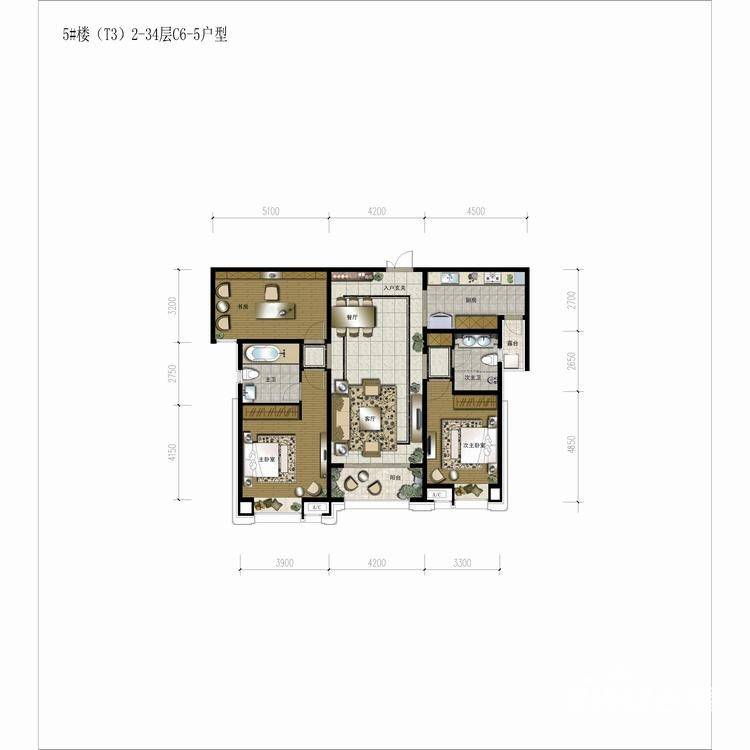 曲江华著中城3室2厅2卫户型图