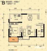 华洲城领誉普通住宅55㎡户型图